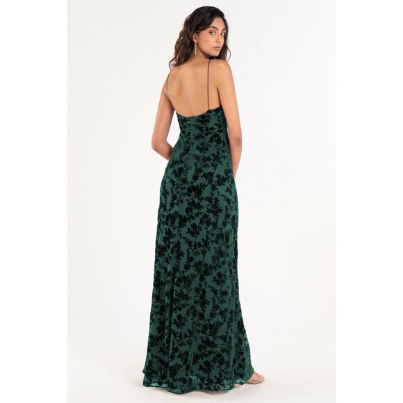 NWT Jenny Yoo Bridesmaid Burnout Velvet Emerald Size 12 - Picture 2 of 3